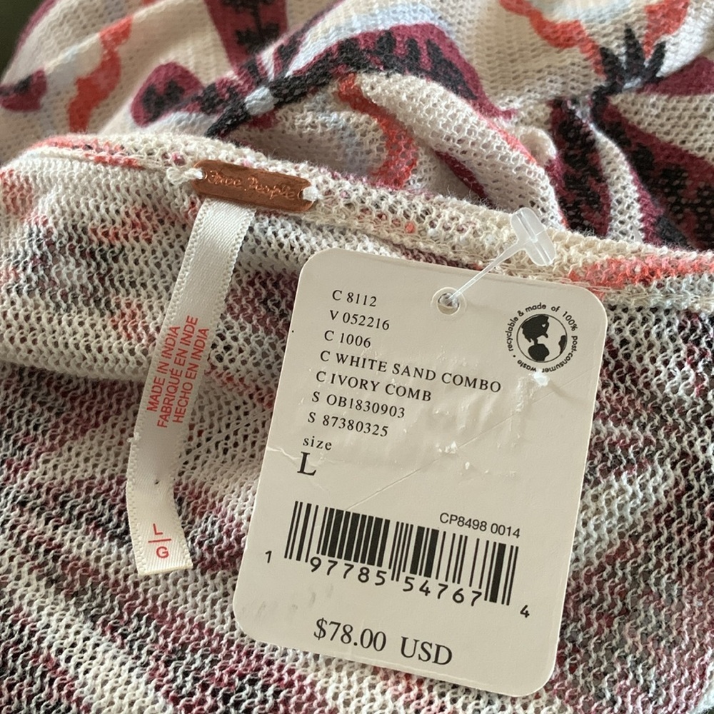FREE PEOPLE Through The Meadow Top Cardigan White Sand NWT - Picture 9 of 11